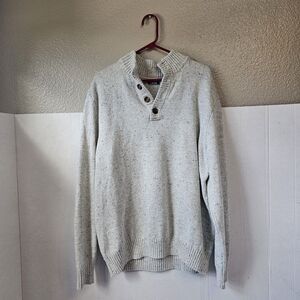 Izod Mens Cream Sweater Sz XL Pullover Buttons Layering Cozy Preppy Festive Q309